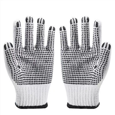 Doublure tricotée en coton Gants pointillés en PVC bleu noir