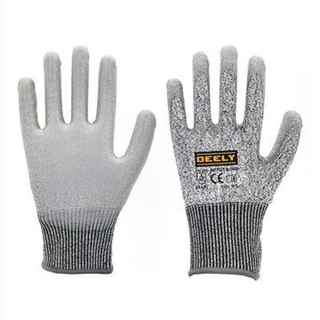 Gants gris enduits de PU gris de niveau 5 résistants aux coupures
